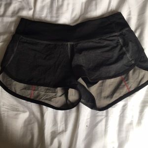 Pink, black, and gray lululemon athletic shorts